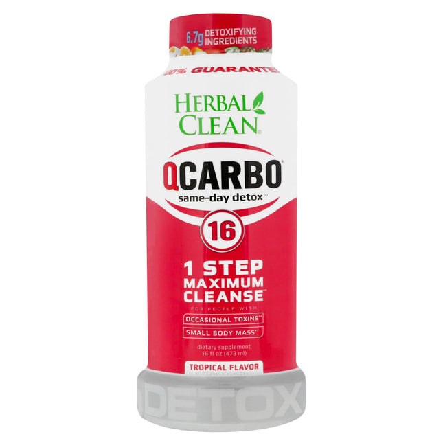 Herbal Clean QCarbo16 – Premium Same-Day Detox – Tropical Flavor – 16 fl oz - XDeor