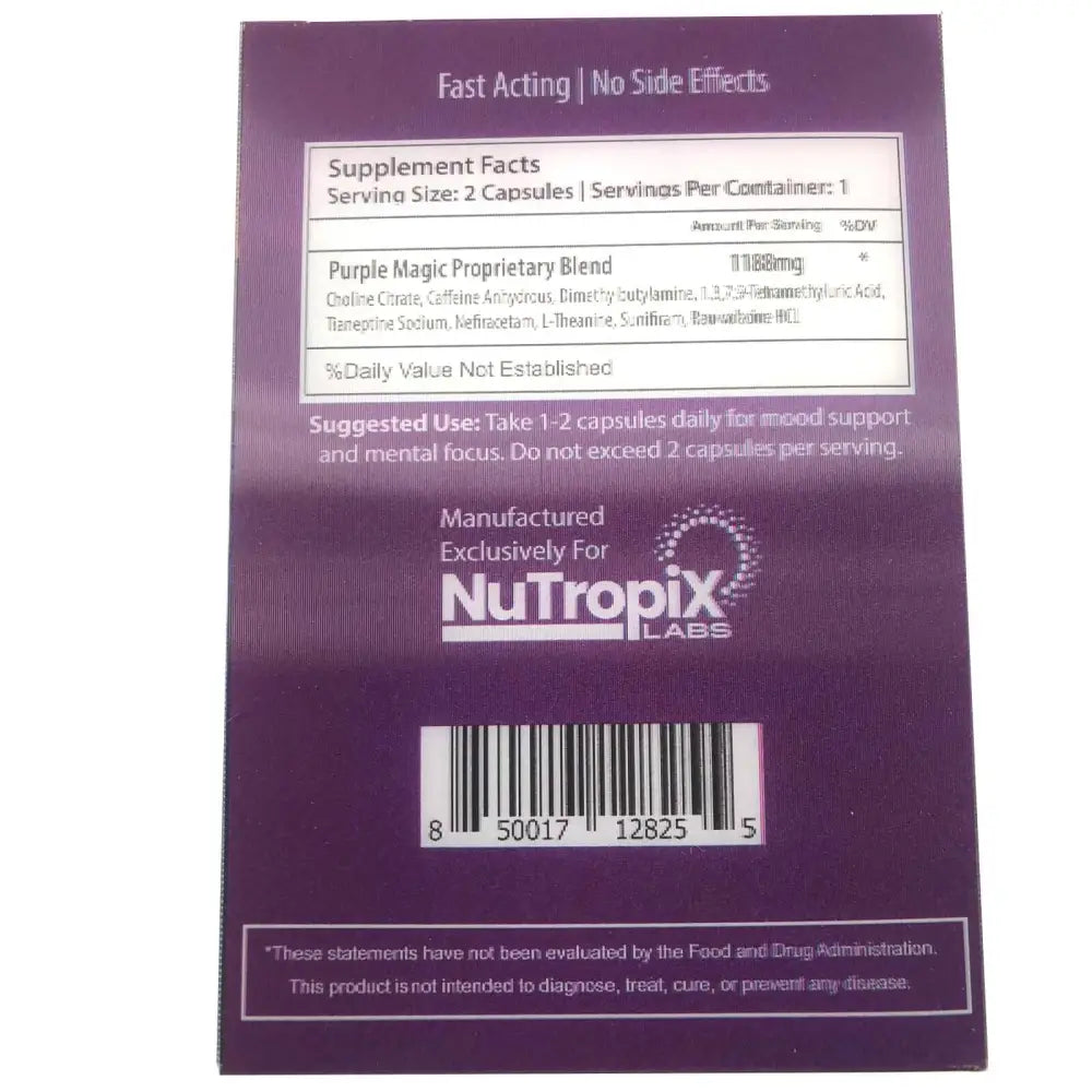 6x NEW Purple Magic Focus Mood Enhancement 6 Card 12 Capsule - Dietary Supplement