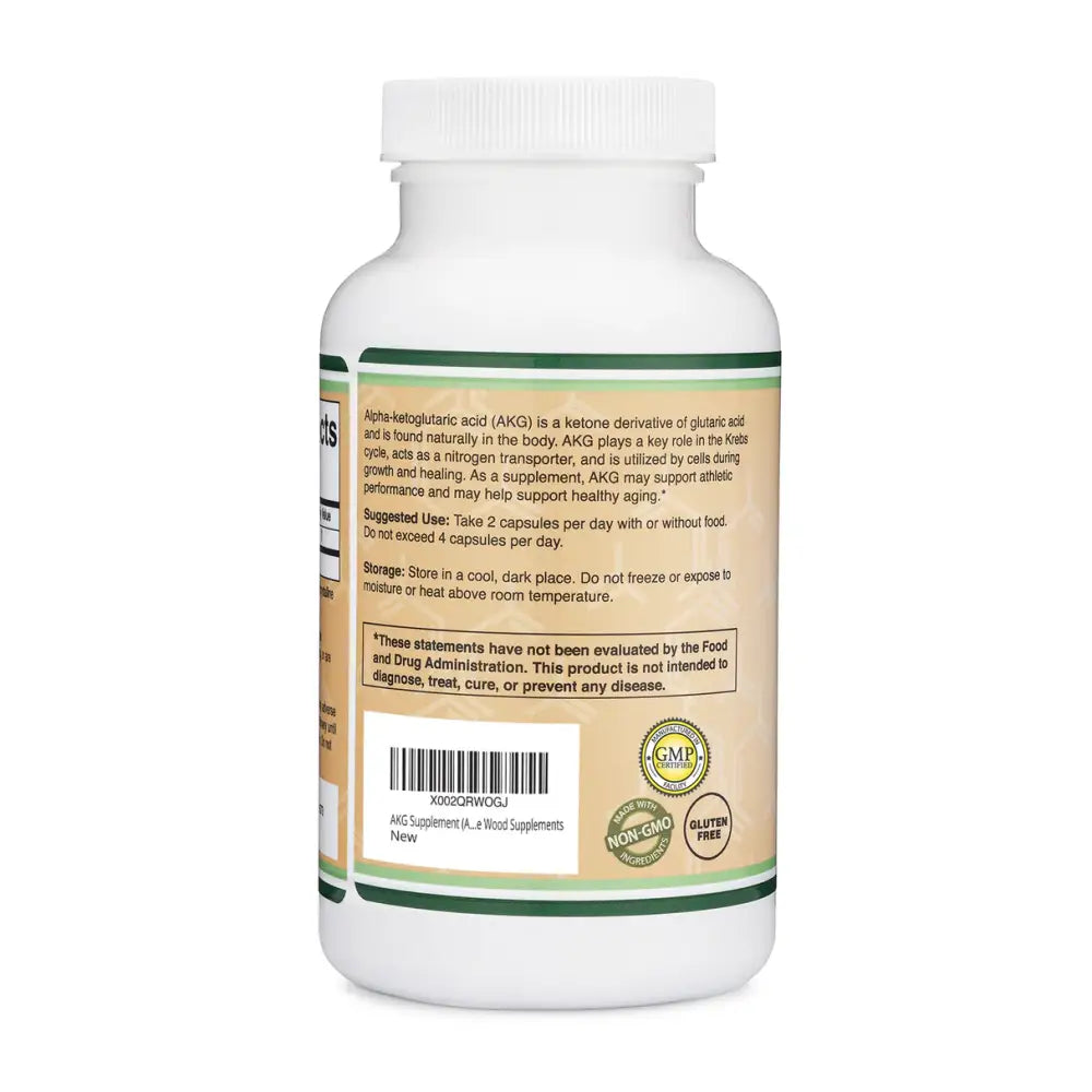 AKG Alpha Ketoglutaric Acid 180 caps Double Wood, Supports Longevity & Athletics