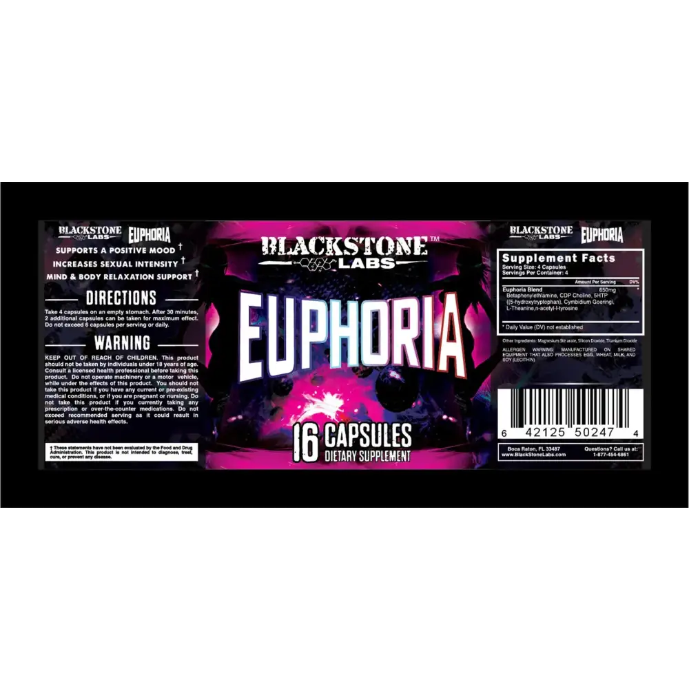 Blackstone Labs Euphoria – Natural Mood Booster & Hangover-Free Relaxation (16 Count) - Dietary Supplement