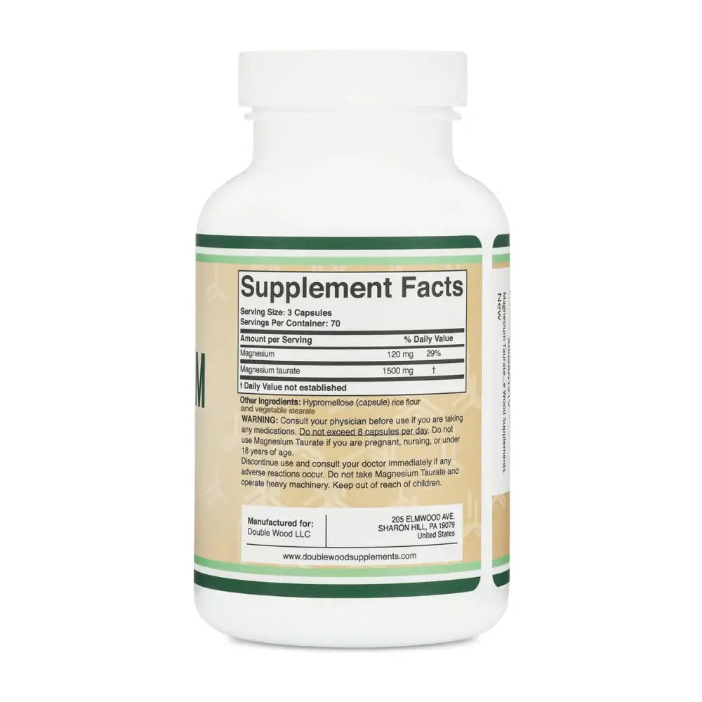 Double Wood Supplements Magnesium Taurate Supplement 1500 x 210 Vegan Capsules