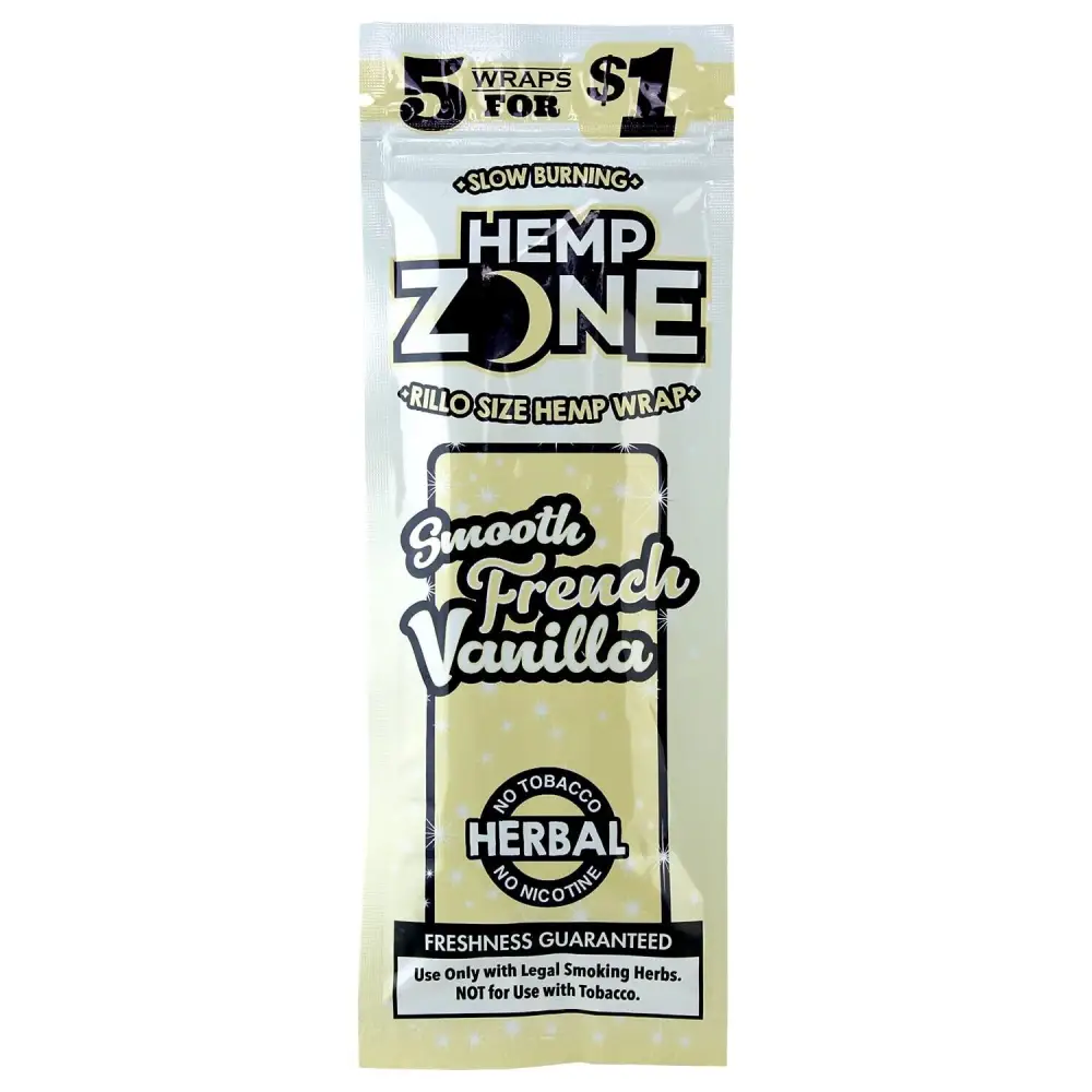 H. Zone Organic Herbal Wrap Full Box 15/5CT - 75 Wraps Total | FRENCH VANILLA
