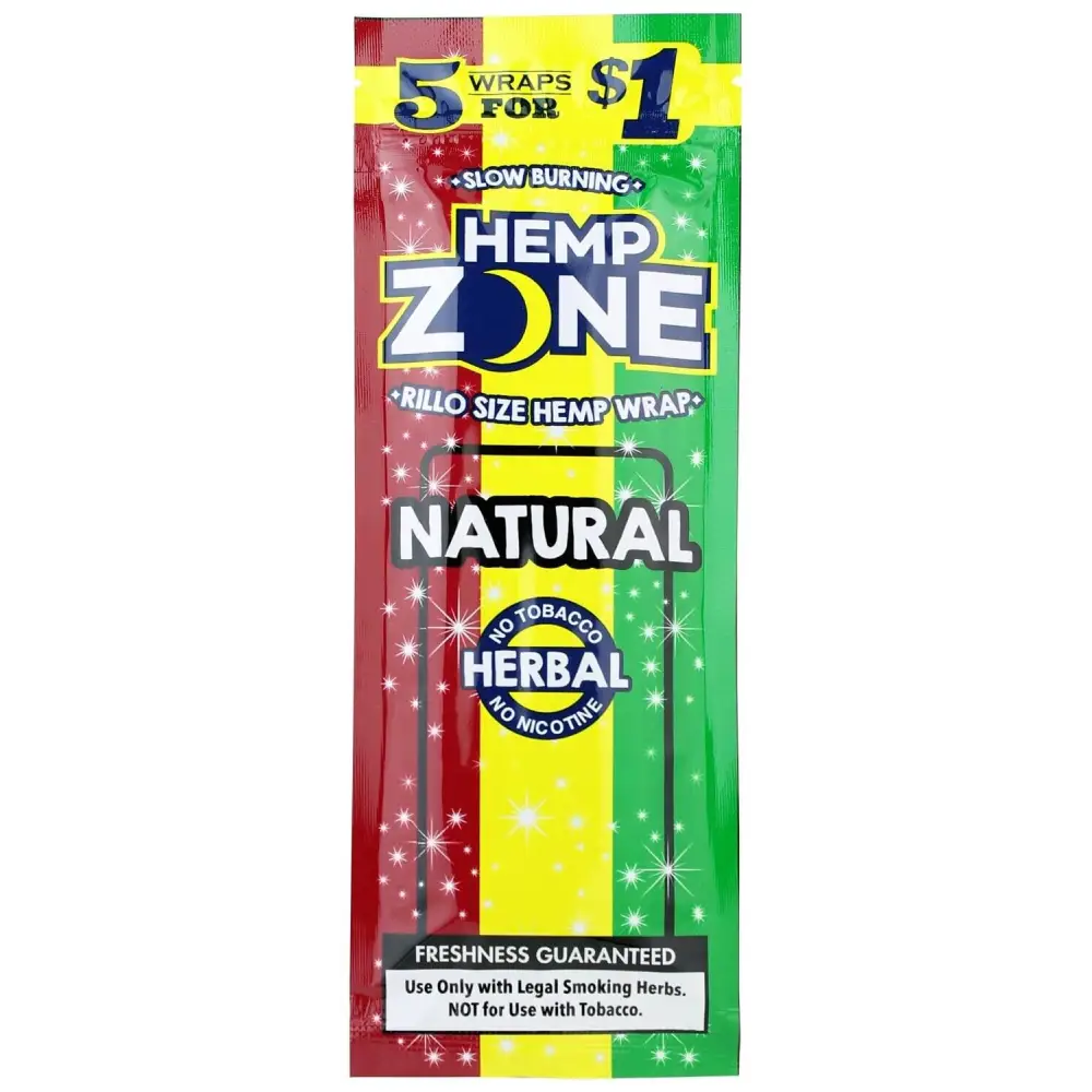 H. Zone Organic Herbal Wrap Full Box 15/5CT - 75 Wraps Total | NATURAL