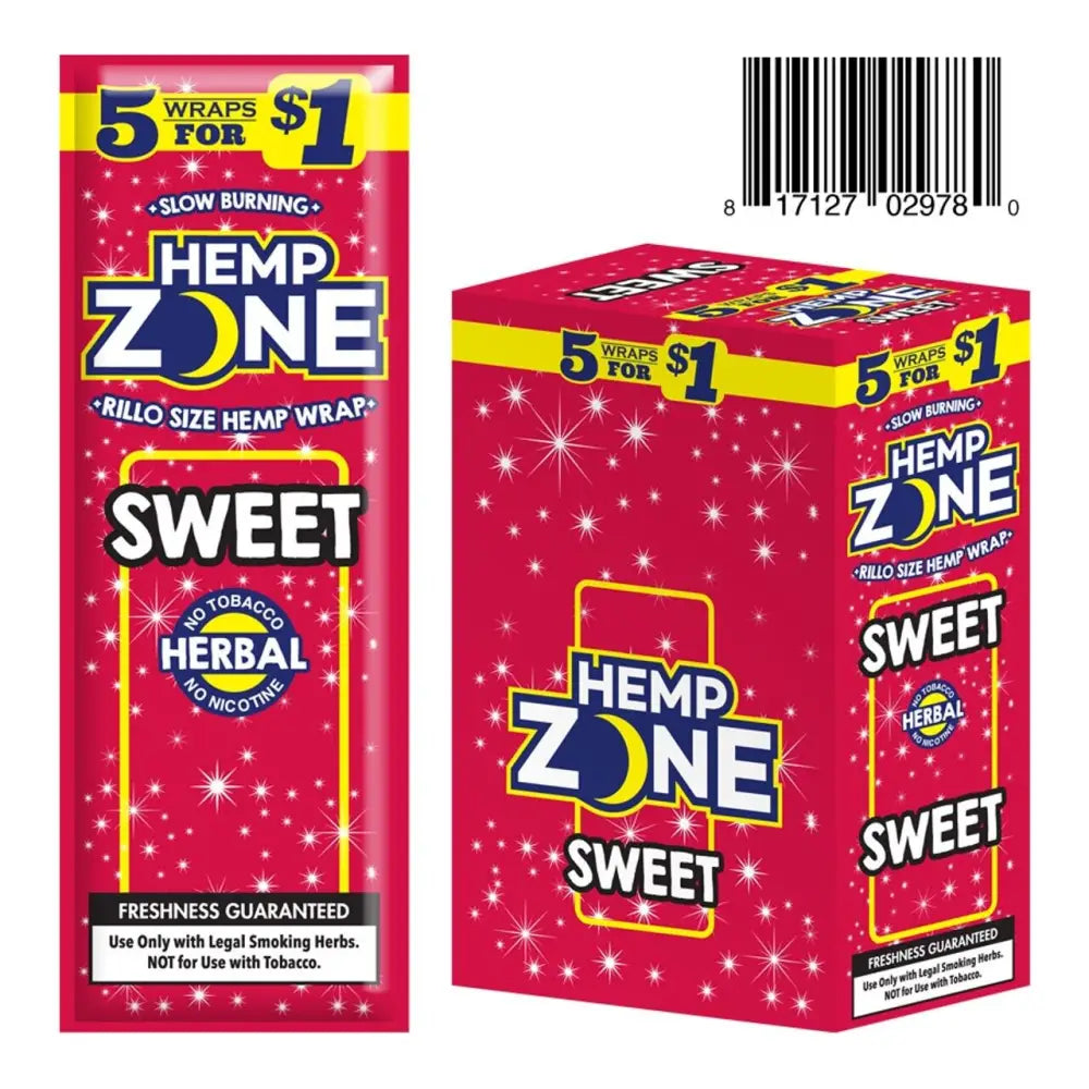 H. Zone Organic Natural Herbal Wrap Full Box 15/5CT - 75 Wraps Total | Sweet