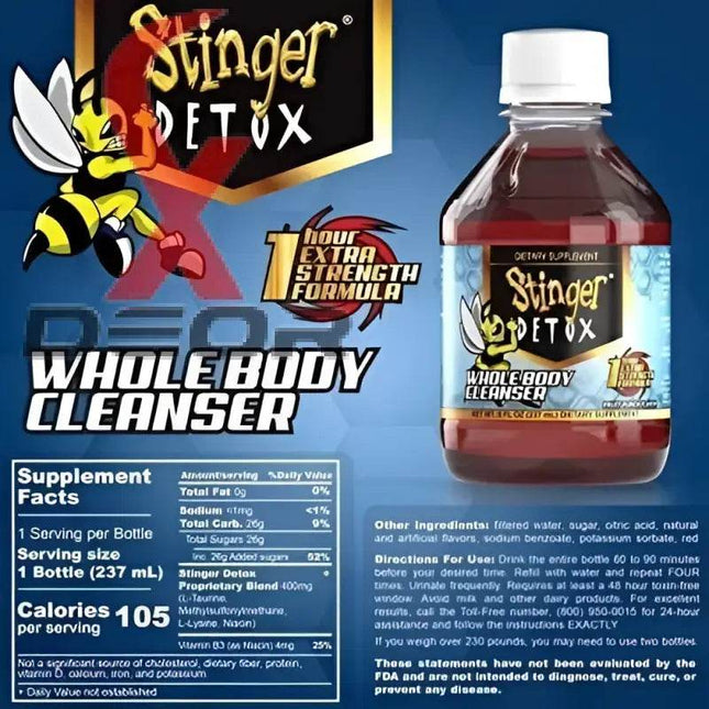 Stinger Detox Whole Body Cleanser – 1 Hour Extra Strength Drink, Fruit Punch Flavor - XDeor