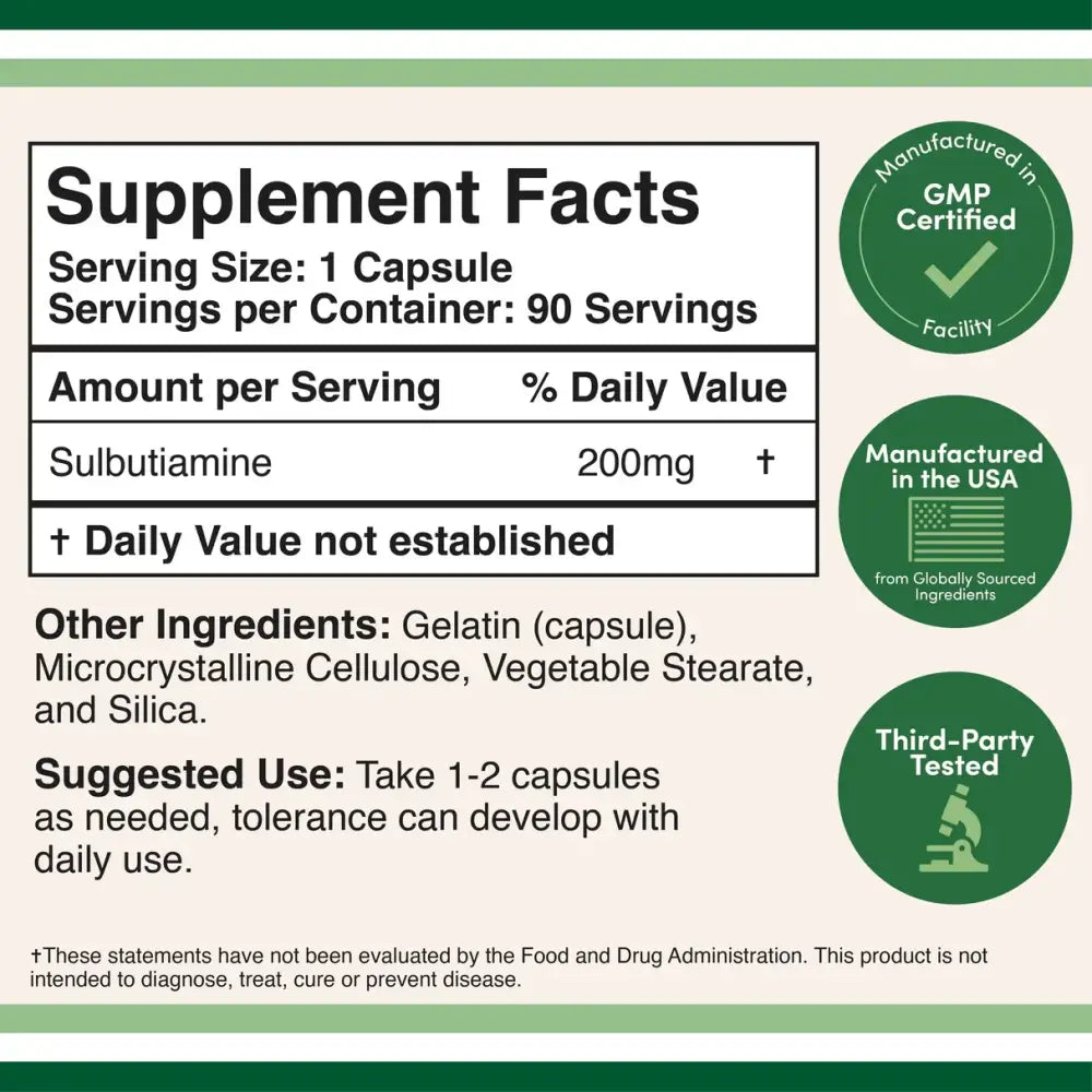 Sulbutiamine – Supports Motivation Focus & Memory (60 Capsules) - Dietary Supplement