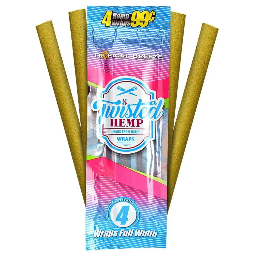 Tropical Breeze 60 High Quality Twisted Hemp Rolling Papers 15pack