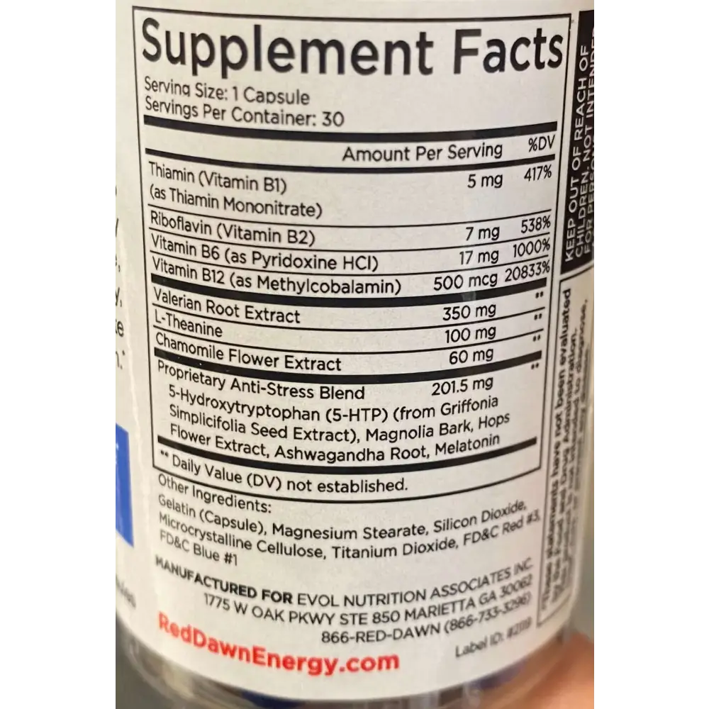 Supplement facts for ZEN-X Stress & Anxiety Support capsules, highlighting ingredients and health benefits.