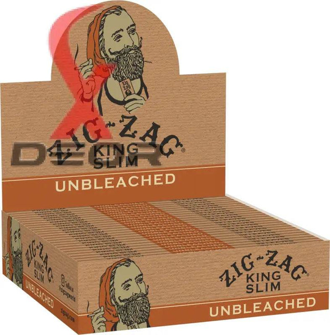 Zig Zag Unbleached Ultra Thin King Size Rolling Papers – 24 Booklets (Brown, Full Box) - XDeor
