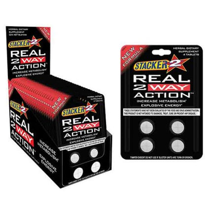 Stacker 2 Real 2-Way Action Energy & FAT – 4 ct × 6 Cards (24 Tablets)