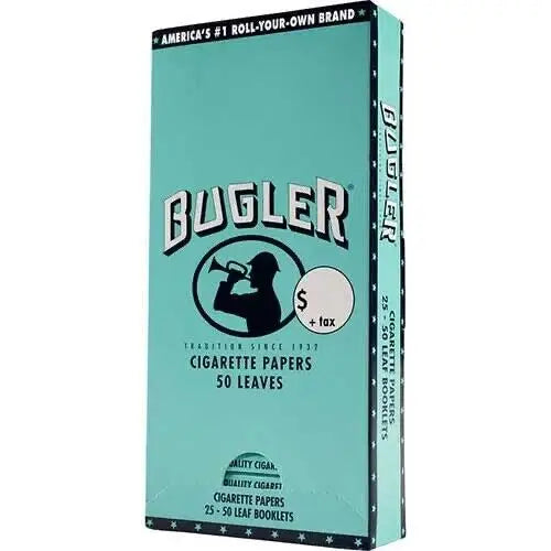 25 Pack Bugler Single Wide 70 mm Cigarette Rolling Papers 1250 Leaves