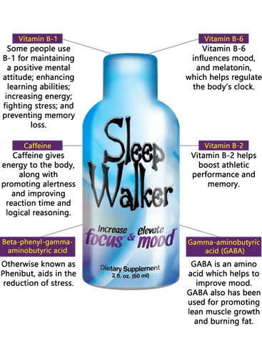 2oz Sleep Walker Shot Green Apple Focus & Mood Optimizer 6 Bottles