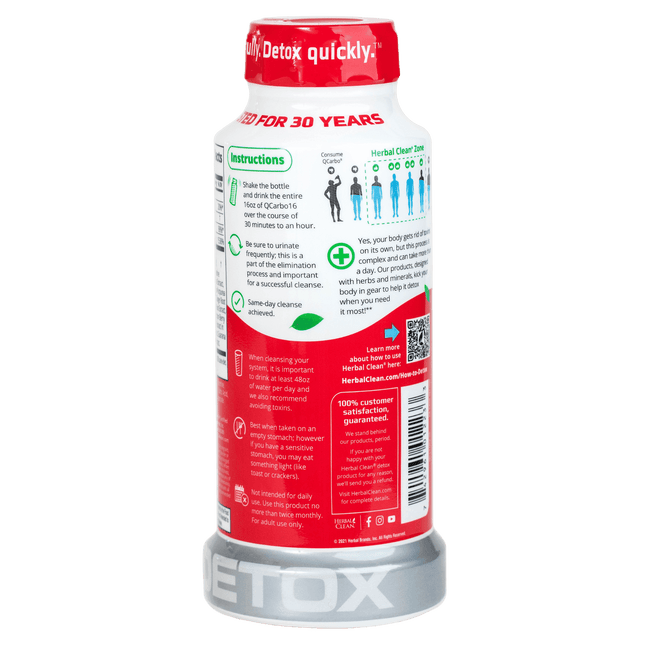 Herbal Clean QCarbo16 – Premium Same-Day Detox – Tropical Flavor – 16 fl oz - XDeor
