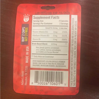 Supplement facts label for 48 capsule Cheerup Original Sleep Walker Formula, highlighting ingredients and benefits.
