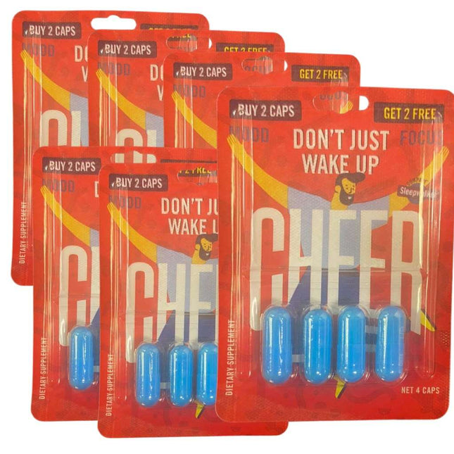 4 Count CheerUp Capsule | 6 Blister Pack | Energy, Focus & Mood Support Original Sleep Walker Formula