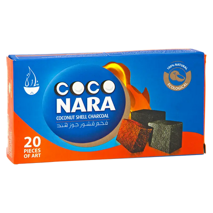 Coco Nara Coconut Shell Charcoal – 20 Pieces Natural Hookah Coals