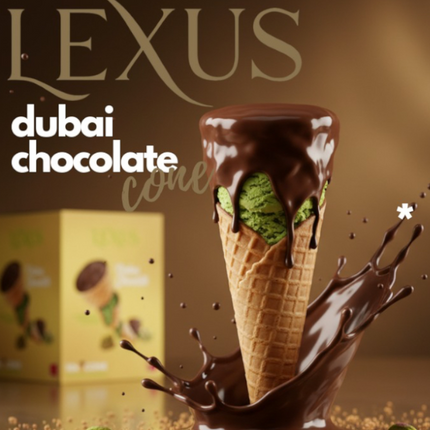 Lexus Dubai Chocolate Waffle Cones – 10 Count Box | Crispy Luxury with Chocolate Cream
