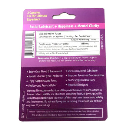 6x NEW Purple Magic Focus Mood Enhancement 6 Card 12 Capsule - Dietary Supplement