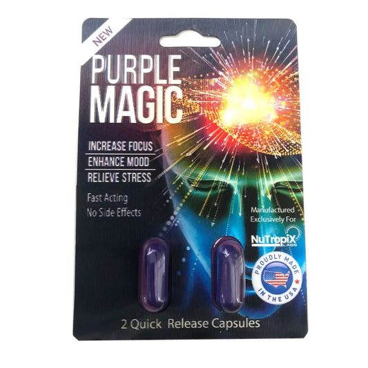 6x NEW Purple Magic Focus Mood Enhancement 6 Card 12 Capsule - Dietary Supplement
