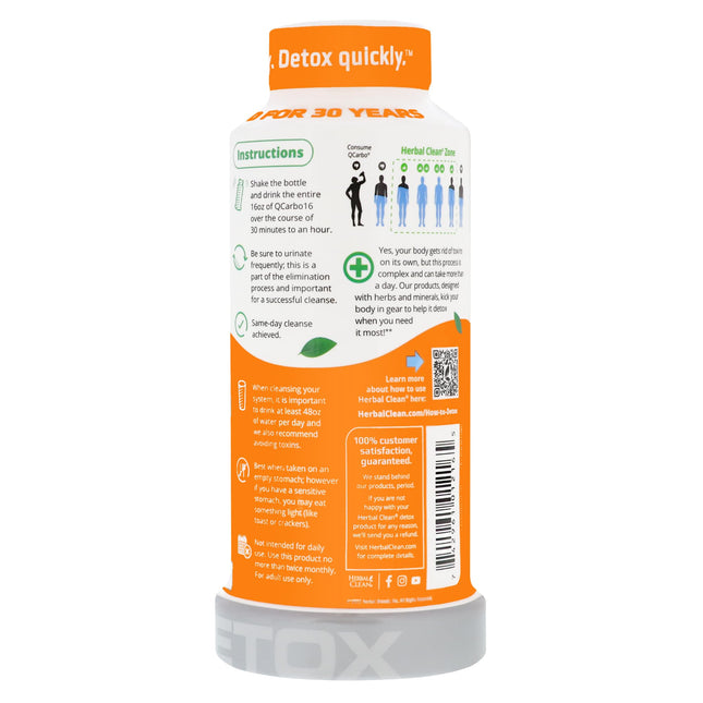 Herbal Clean QCarbo16 – Premium Same-Day Detox – Orange Flavor – 16 fl oz