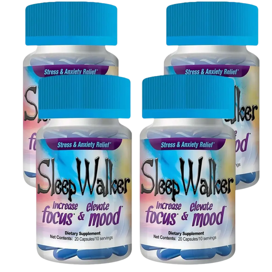 80 Capsules Sleep Walker Mood Enhancer 4 Bottles of 20 Red Dawn Pill Caps - XDeor