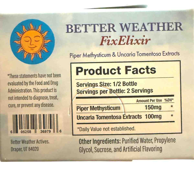 Better Weather Fix Elixir display box and bottle - XDeor