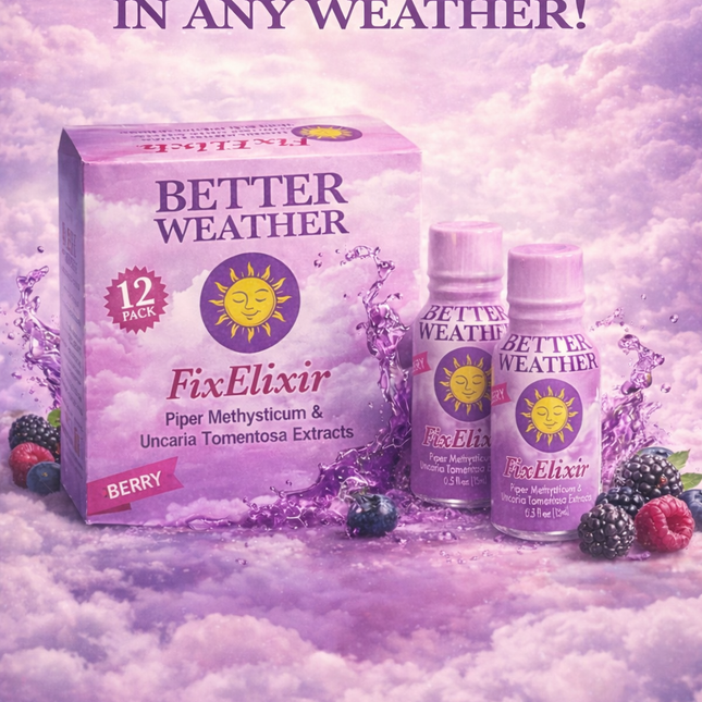 Better Weather Fix Elixir Berry Flavor | 12-Pack Display (0.5 fl oz each)