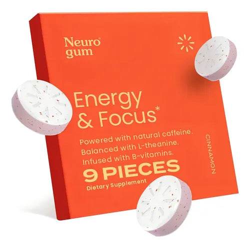 Neuro Gum Cinnamon – Energy & Focus | Vegan | Sugar-Free | B-Vitamins – 2 Pack (18 Pieces) - XDeor