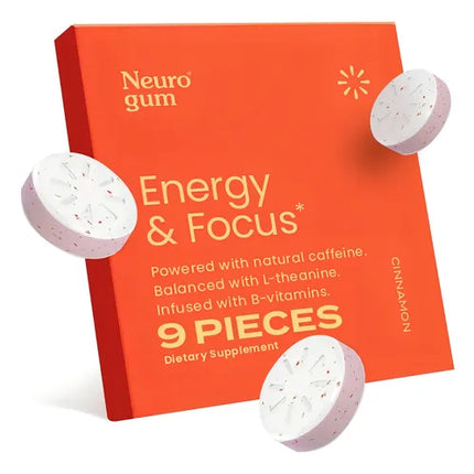 Neuro Gum Cinnamon – Energy & Focus | Vegan | Sugar-Free | B-Vitamins – 4 Pack (36 Pieces)