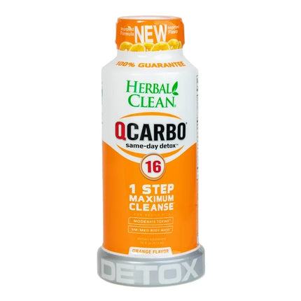 Herbal Clean QCarbo16 – Premium Same-Day Detox – Orange Flavor – 16 fl oz