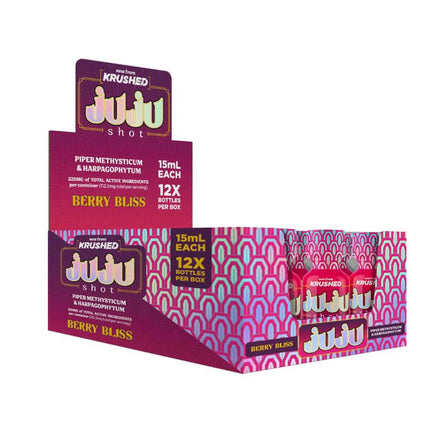 Krushed JUJU Kava Shot – Berry Bliss | Kava and Devil’s Claw Blend (15mL) 225mg Full Box