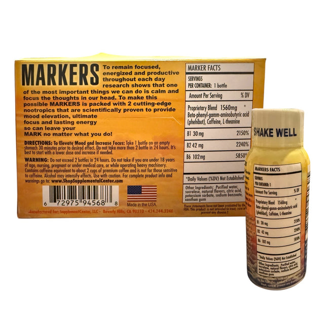 Markers Mood Elevation Ultimate Focus & Lasting Energy | 12-Pack Box (2oz Shots)