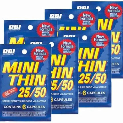 Mini Thin 25/50 Energy Box – 12 Packs (6 Capsules per Pack) | Two-Way Action Energy Pills