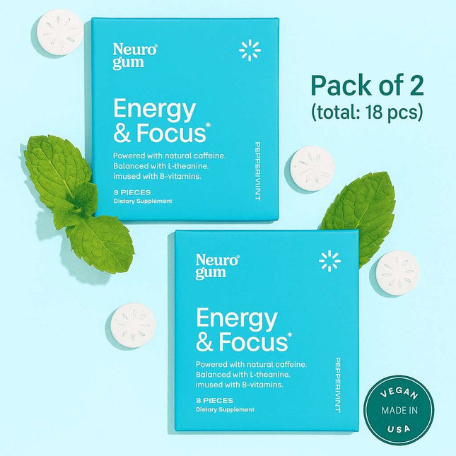 Neuro Gum Peppermint Energy & Focus – 2 Pack | Xdeor