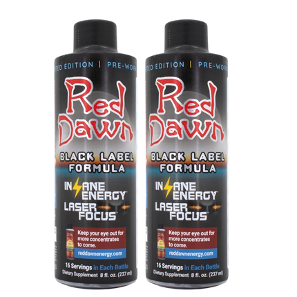 Red Dawn Black Label Formula 8oz Bottle – 2 Pack of 16 Servings | Energy, Focus & Mood Support
