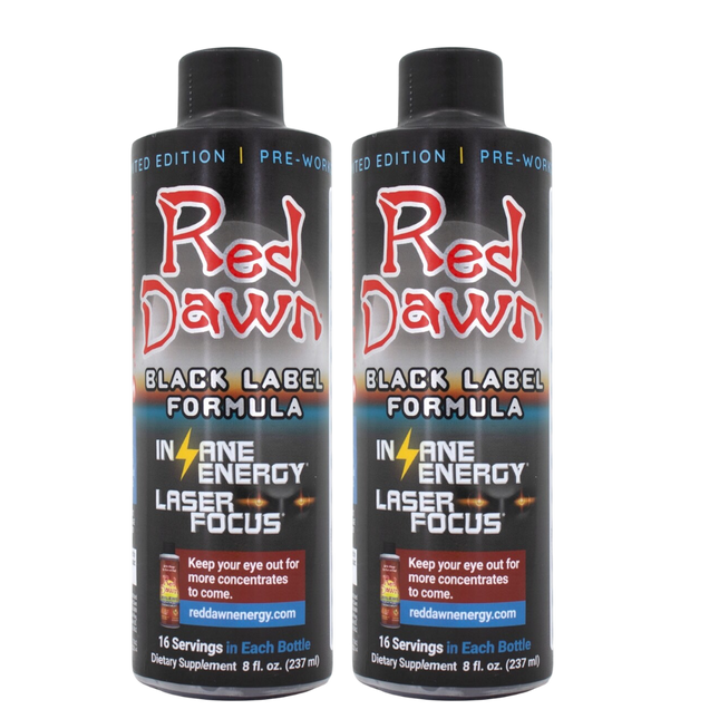 Red Dawn Black Label Formula 8oz Bottle – 2 Pack of 16 Servings | Energy, Focus & Mood Support