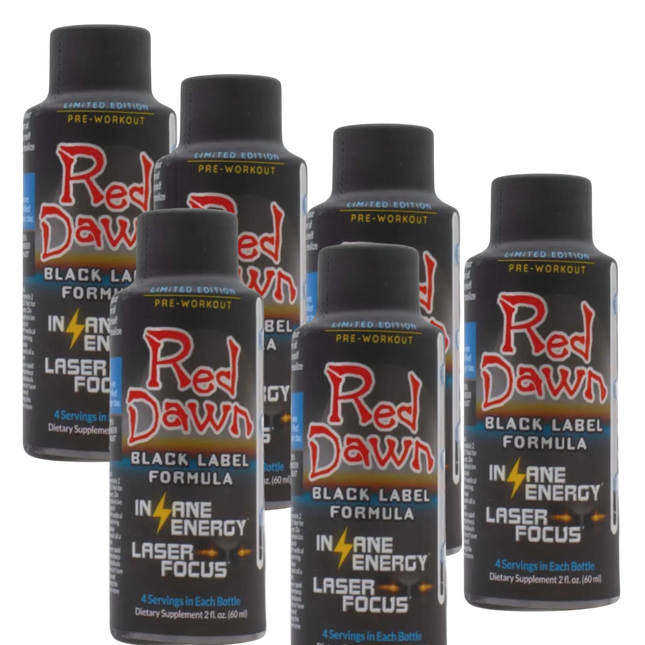 Red Dawn Black Label 2oz 6-Pack | Strong Energy & Focus Shots