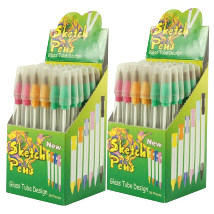 Sketch Pens | Glass Tube Design (36 Pcs of 2 Boxes) – Tube Ball Pens 72 Pcs Total