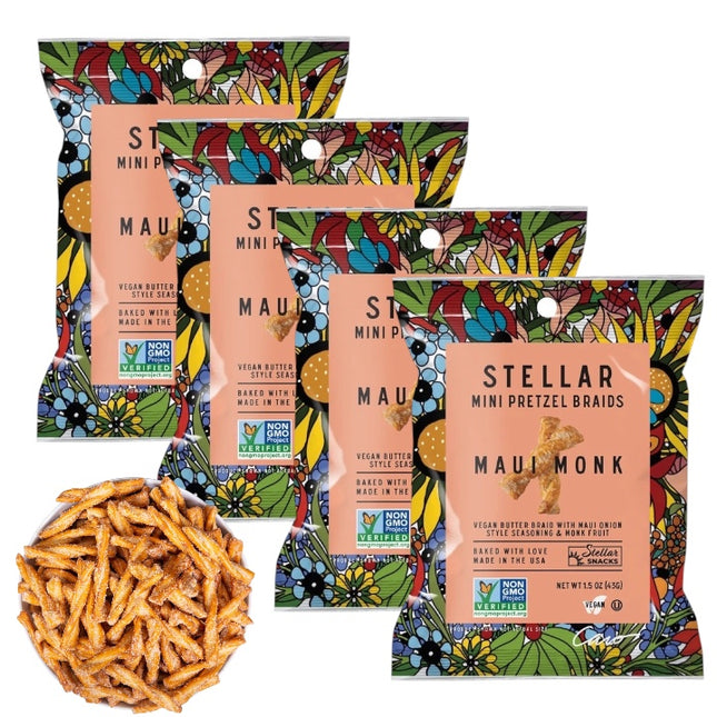 4-Pack Stellar Pretzel Braids – Maui Monk (1.5oz Each) | Vegan Snack Made in USA