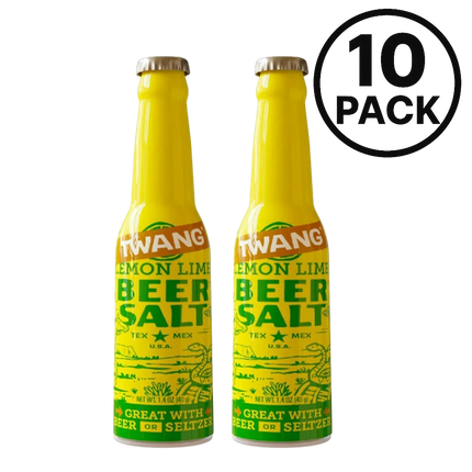 Twang Lemon Lime Beer Salt – 1.4 oz Bottles (10 Bottles) | Classic Citrus Seasoning for Beer, Veggies & Meats