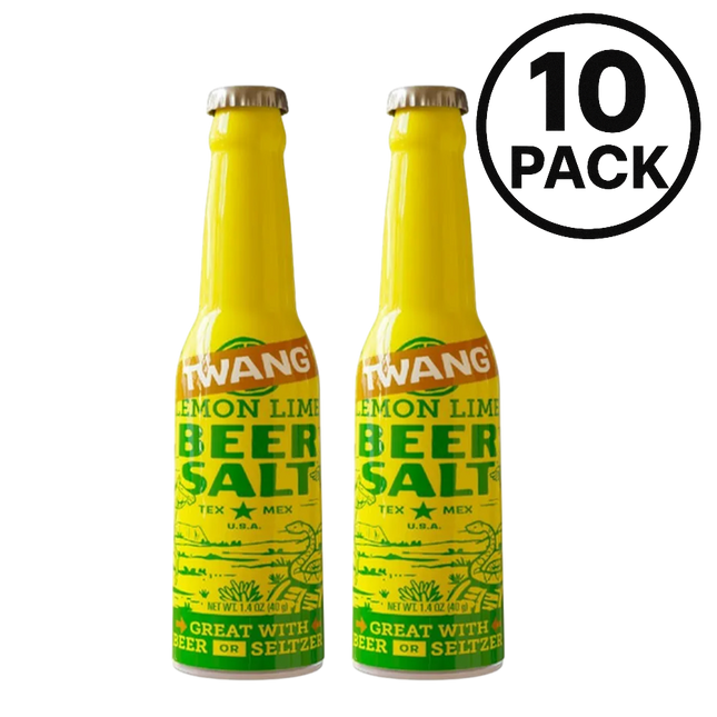 Twang Lemon Lime Beer Salt – 1.4 oz Bottles (10 Bottles) | Classic Citrus Seasoning for Beer, Veggies & Meats