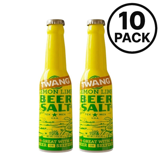 Twang Lemon Lime Beer Salt – 1.4 oz Bottles (10 Bottles) | Classic Citrus Seasoning for Beer, Veggies & Meats