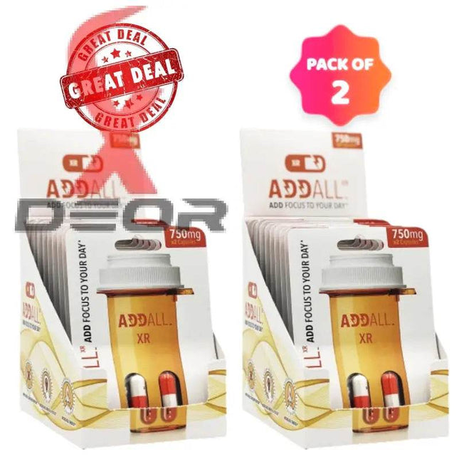Addall XR Brain Booster – Focus, Memory & Clarity 750mg | 2 Boxes (48 Capsules Total) - XDeor
