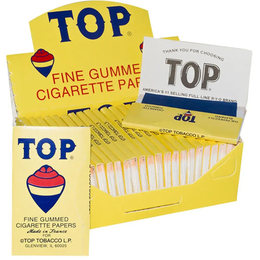 AUTHENTIC Top Fine Gummed Cigarette Rolling Papers 24 Booklets  - FREE SHIPPING