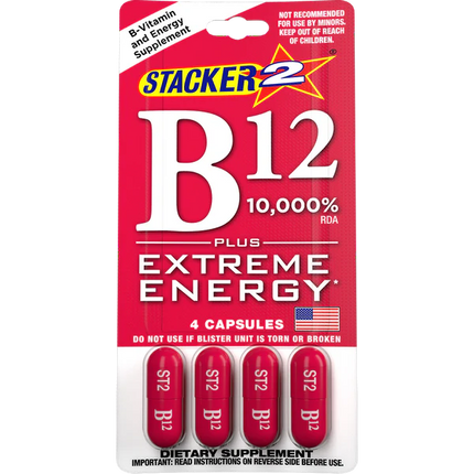 Stacker 2 B12 10,000% Vitamin – 12 x 4ct Energy Capsules