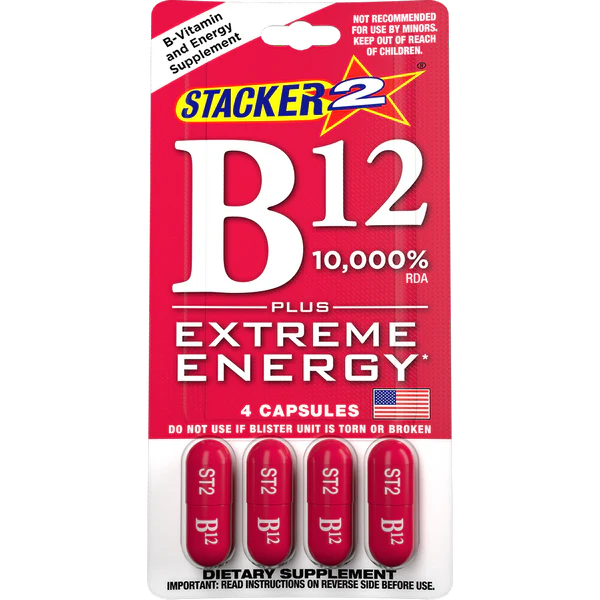 Stacker 2 B12 10,000% Vitamin – 12 x 4ct Energy Capsules