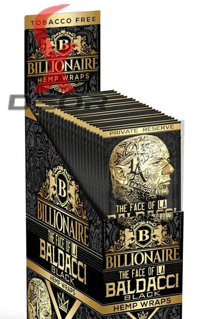 Billionaire Hemp Wrap – Baldacci Black (Full Box of 25 Packs, 2 Wraps Each) - XDeor