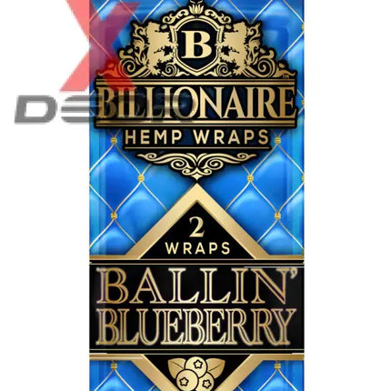 Billionaire Hemp Wrap – Ballin’ Blueberry (Full Box of 25 Packs 2 Wraps Each) - Papers and Wraps
