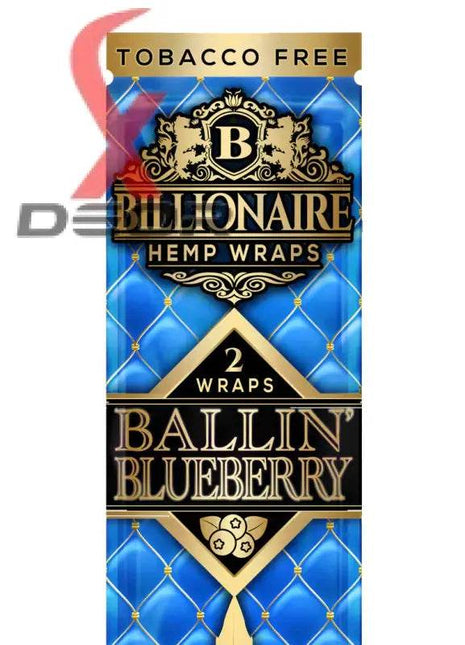 Billionaire Hemp Wrap – Ballin' Blueberry (Full Box of 25 Packs, 2 Wraps Each) - XDeor