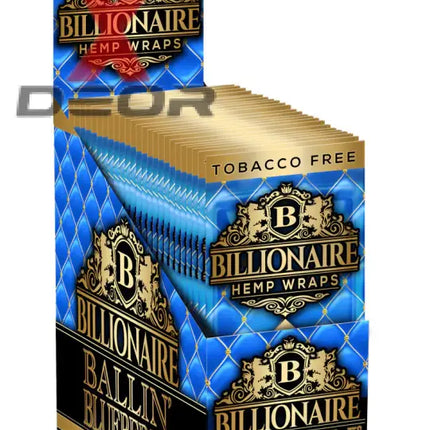 Billionaire Hemp Wrap – Ballin’ Blueberry (Full Box of 25 Packs 2 Wraps Each) - Papers and Wraps
